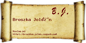 Broszka Jolán névjegykártya